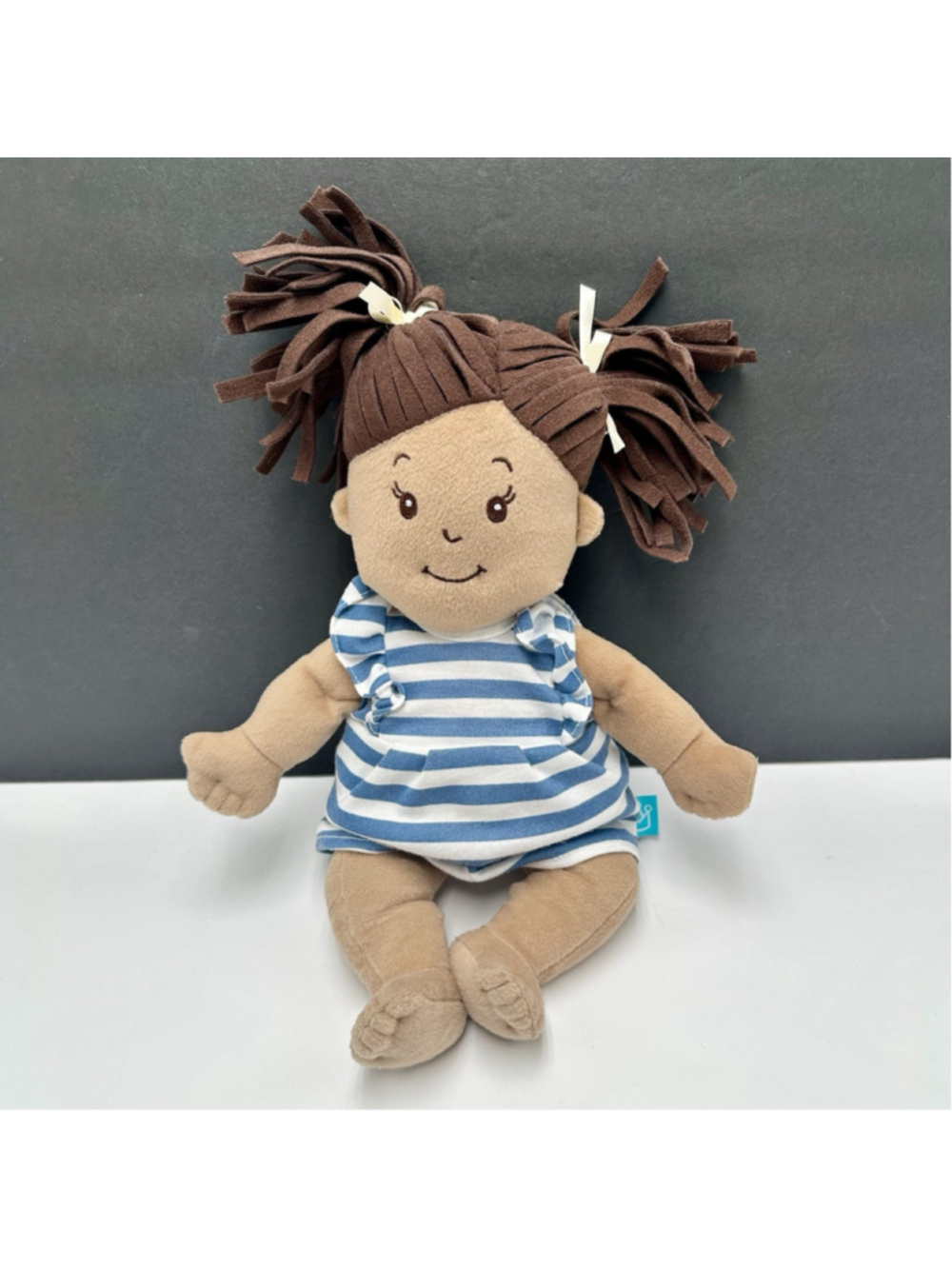 Manhattan Toy Baby Stella Stuffed Doll w/Brown Hair 15” VGUC Soft Play Ragdoll - Picture 1 of 7